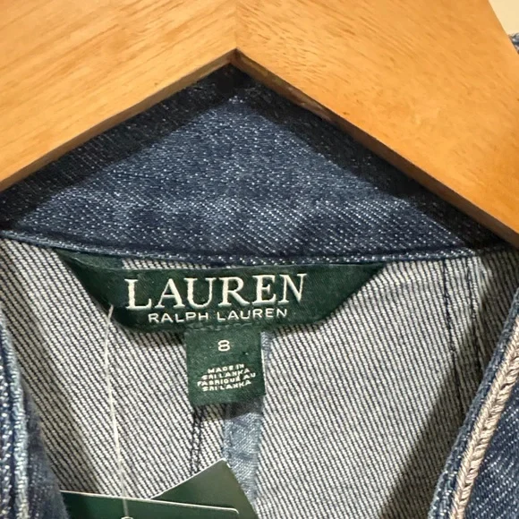 LAUREN RALPH LAUREN Sz8 MILITARY-INSPIRED OFFICER STRETCH DENIM JACKET - Picture 11 of 13